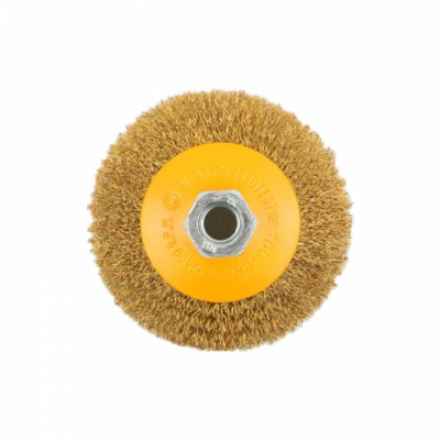 Щетка для электроинструмента Tolsen коническая 100 мм М14, гофрированная латунированная проволока 0.3 мм (77627) Винница - изображение 2