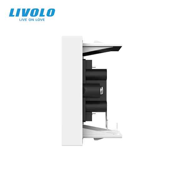 LIVOLO Аудіо розетка RCA (тюльпан) LIVOLO, біла, модуль 0.5 поста, для колонок / підсилювача (V Коломия