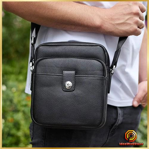 Мужская черная кожаная сумка-мессенджер Кожаный мужской мессенджер черный Tiding Bag Киев - изображение 1