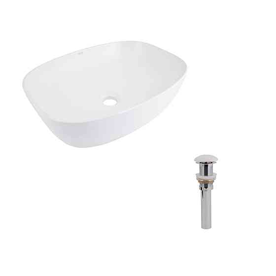 Комплект Qtap Cardinal: Раковина накладная 500×380×140 мм, White, овальная + Донный клапан Pop-up PU02 Киев