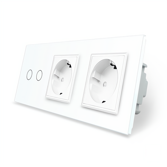 LIVOLO Розумний сенсорний ZigBee вимикач 2 сенсора 2 розетки Livolo білий скло (VL-C702Z/C7C2EU Коломия