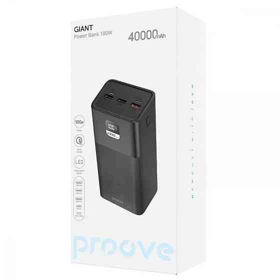 Універсальна мобільна батарея Proove Giant 100 W 40000 mAh Black (PBGI99320001) Чорний Харьков