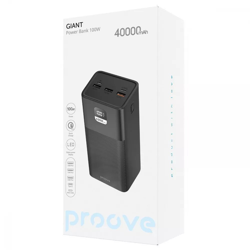 Універсальна мобільна батарея Proove Giant 100 W 40000 mAh Black (PBGI99320001) Чорний Харьков - изображение 5
