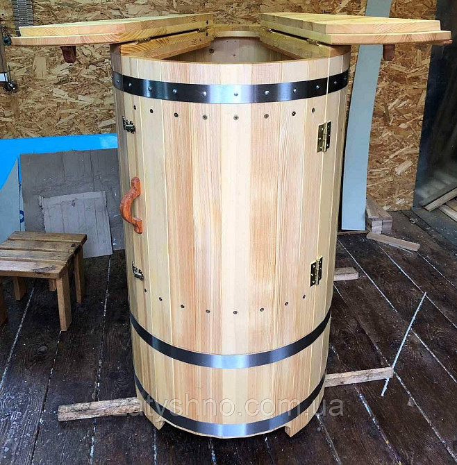 Фітобочка 1 метр у діаметрі дерев'яна з сидінням із смереки Київ - фото 1