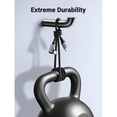 Дата кабель USB-C to USB-C 3.0m 60W US255 90-degree Angle Black Ugreen (80714) Вінниця - фото 6