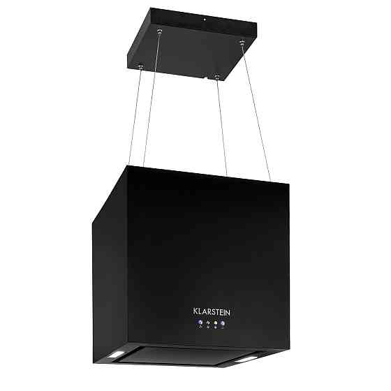 Островная вытяжка с люстрой 596 м³/ч Светодиодная панель EEC A черная (Германия, читать описание) Ровно