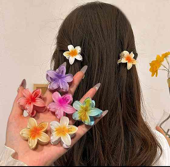 Заколка-крабік квітка маленька 4х4 см Малиновий Сміла