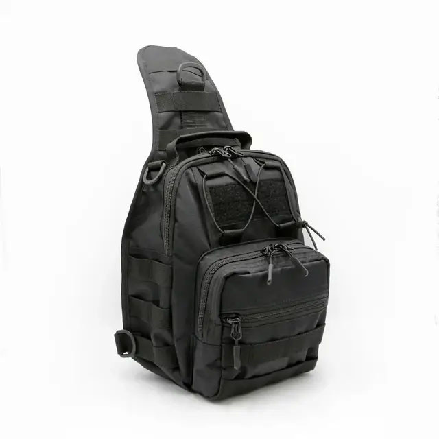 Набір: армійська чорна сумка + тактичний ліхтар професійний KP-600 POLICE BL-X71-P50 Київ - фото 8