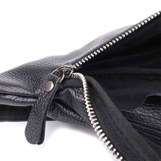 Отменная сумка бананка из зернистой натуральной кожи Shvigel 23145 Черный Киев