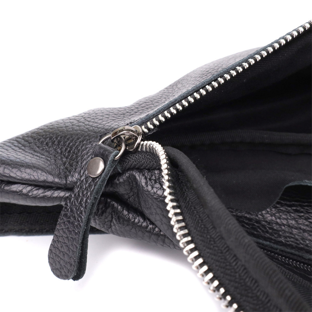 Відмінна сумка бананка із зернистої натуральної шкіри Shvigel 23145 Чорний Київ - фото 5