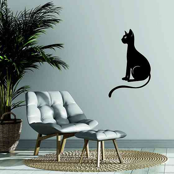 Декоративное настенное 3D Панно «Кот» Декор на стену с объемом 70*42 см, Черный Киев