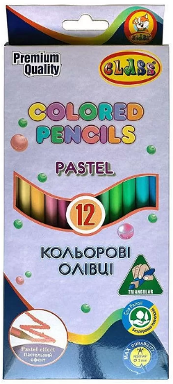 Олівці кольорові 12 кол. "Class" Pastel тригранні, 1712C, шт Київ - фото 1