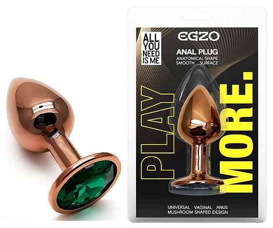 Анальна пробка з кристалом EGZO - Dark Gold Round Plug Marine, size S Sex Aura Київ