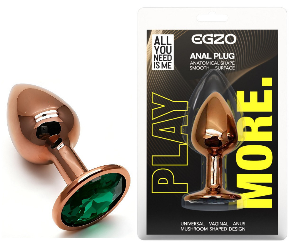 Анальна пробка з кристалом EGZO - Dark Gold Round Plug Marine, size S Sex Aura Київ - фото 1