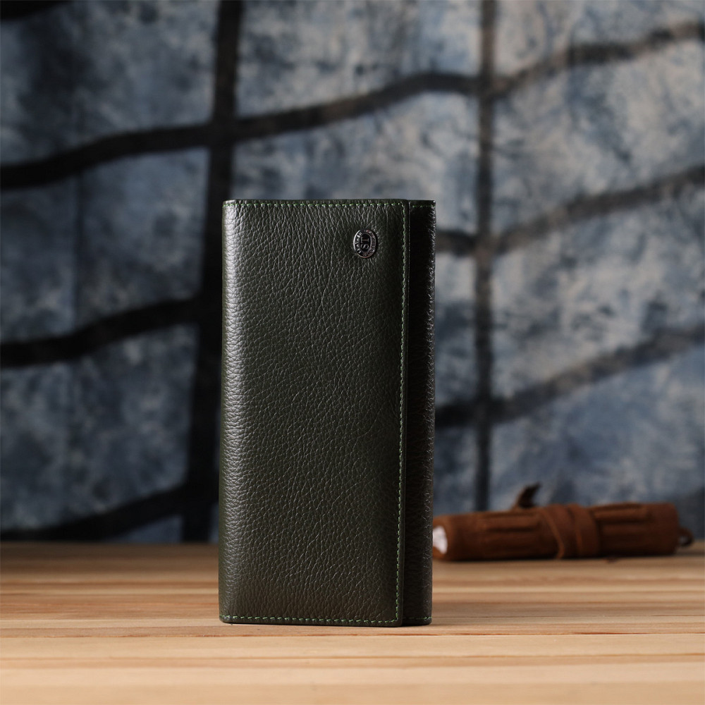 Стильний гаманець для жінок з монетницею із натуральної шкіри ST Leather 23106 Зелений Київ - фото 8