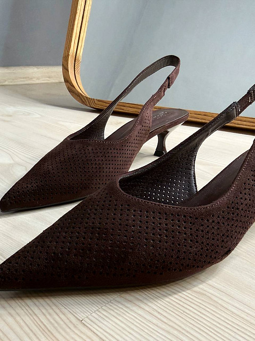 Туфлі жіночі Meideli 2051-38 slingback човники замшеві з перфорацією коричневі, 37, 24 см Київ - фото 4