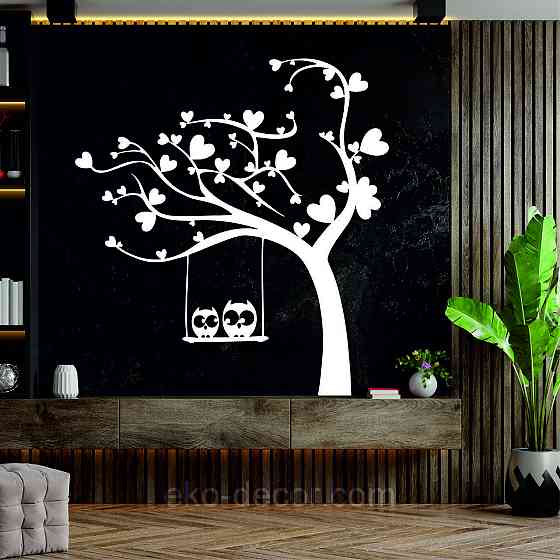 Декоративное настенное Панно «Совы на ветке», Декор на стену 50*36 см, Белый Киев