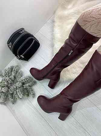 Stepter Чоботи зимові жіночі з натуральної шкіри на підборах бордові 657 р. 36-40 / Чоботи на з Коломия