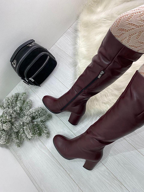 Stepter Чоботи зимові жіночі з натуральної шкіри на підборах бордові 657 р. 36-40 / Чоботи на з Коломия - фото 1