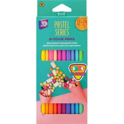 Карандаши цветные Cool For School Pastel Премиум, двухсторонние, трехгранные, 24 цвета (CF15187) Винница
