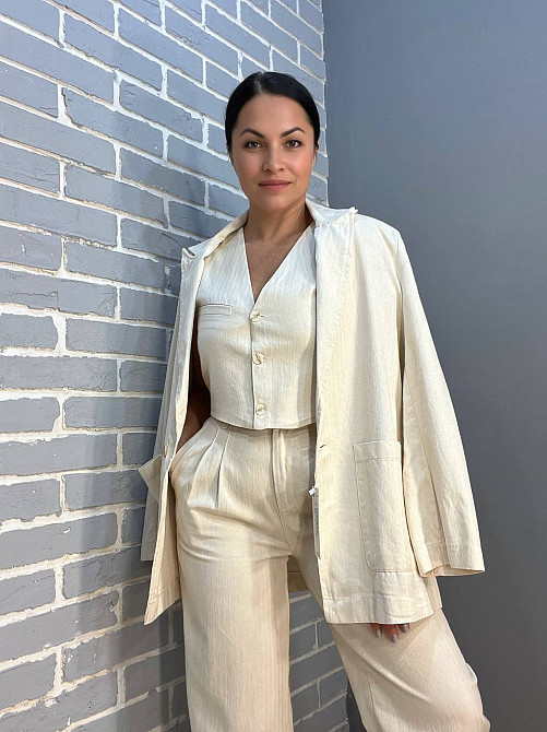 Жилет женский Mix Ray 40470 с пуговицами лён молочный, молочний, L Киев - изображение 2