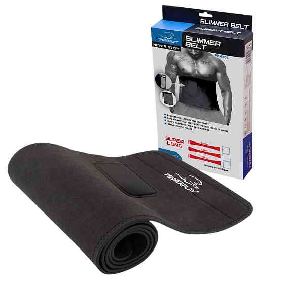 Пояс для схуднення PowerPlay 4301 (125*30 см) +  кишеня для смартфона Чорний Луцк