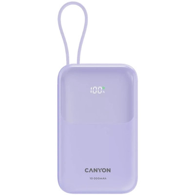 Батарея універсальна Canyon 10000mAh OnPower 101 PD/22.5W built-in cable Purple (CNS-CPB101PU) Вінниця - фото 1