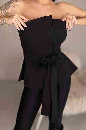 Женский стильный привлекательный корсет из плотной ткани креп костюмка чорний, 42 Одесса