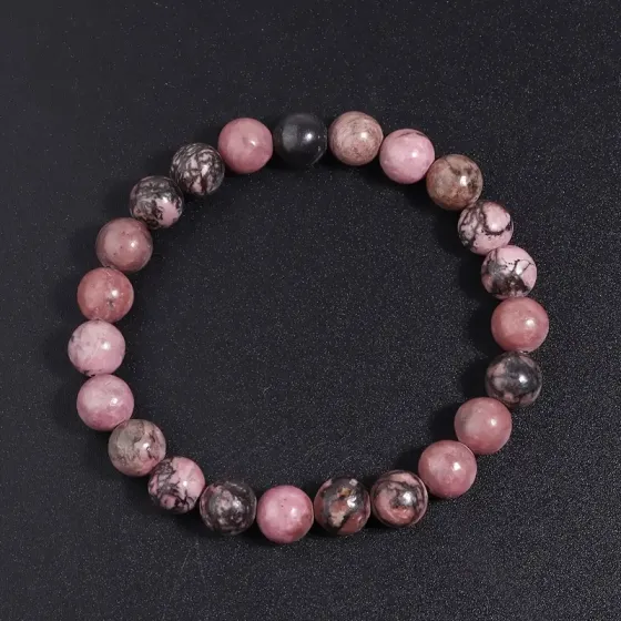 Браслет из родонита – натуральный камень гармонии и любви, бусины 8 мм Киев