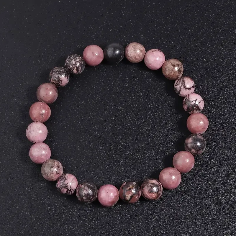 Браслет из родонита – натуральный камень гармонии и любви, бусины 8 мм Киев - изображение 1