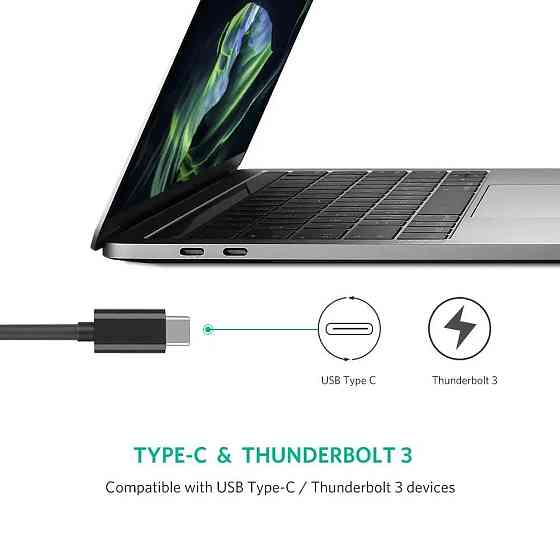 Внешняя сетевая карта Ugreen US236 USB Type-C to 10/100/1000Mbps Ethernet ‎50307 (Черный) Николаев