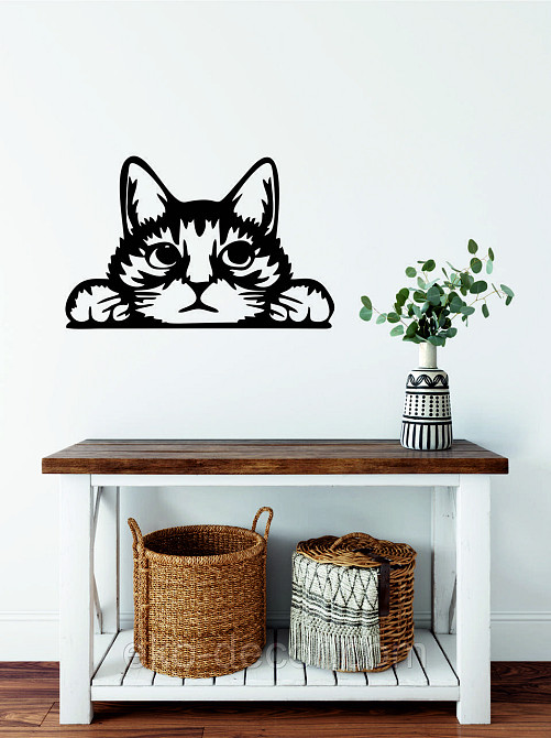 Декоративное настенное 3D Панно «Кот» Декор на стену с объемом (цена за 1 шт) 50*32 см, Черный Киев - изображение 4