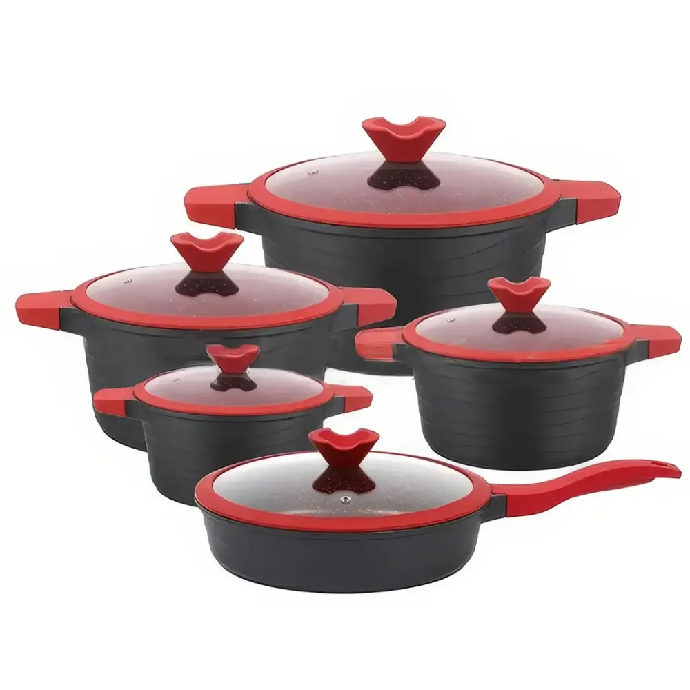 Набор из 4 кастрюль и сковородки со стеклянными крышками и антипригарным покрытием XW-10 Набор из 10 предметов Коломия - фото 1