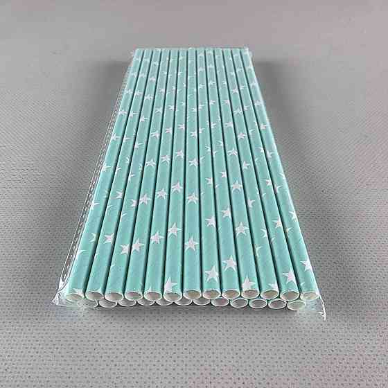 Соломка трубочка паперова Ø 5 мм 20 см "Зірка" мітно-зелена 25 шт (1 пачка) Харків
