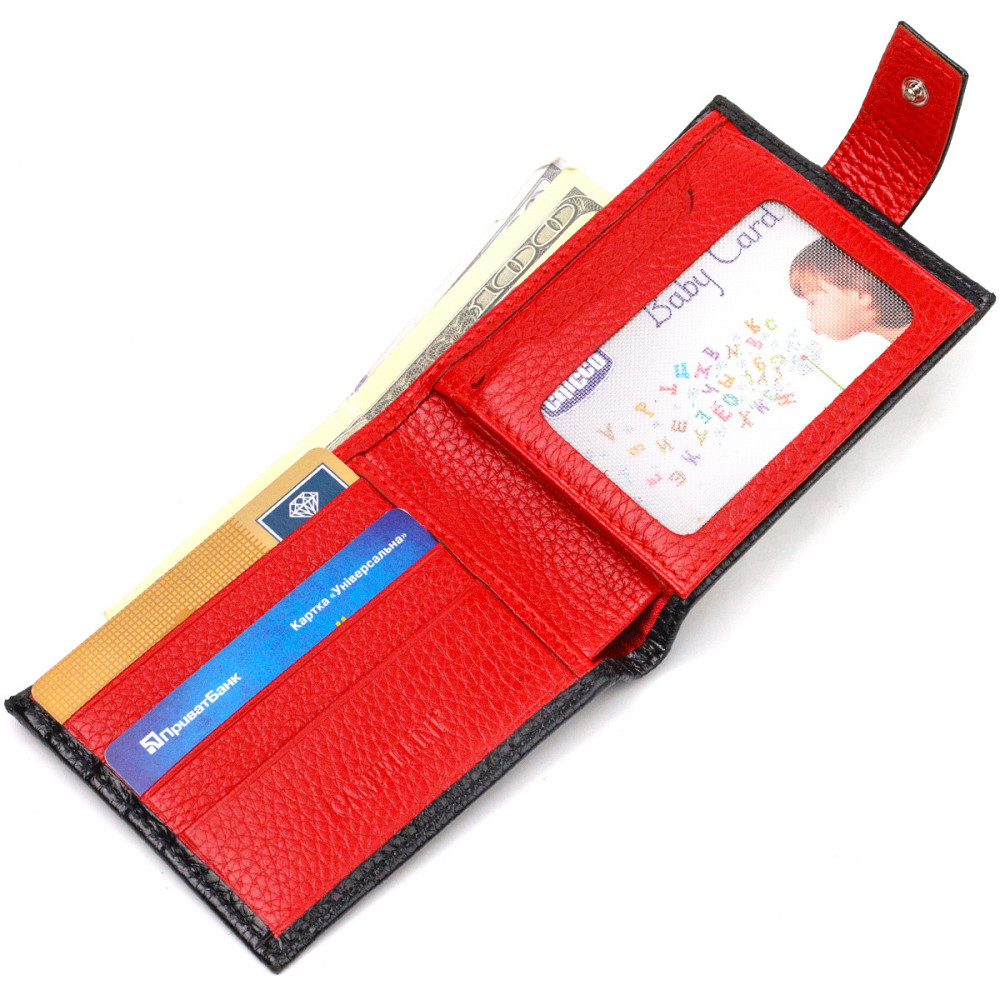 Компактное портмоне для мужчин в комбинации двух цветов из натуральной кожи CANPELLINI 21749 Черное Киев - изображение 4