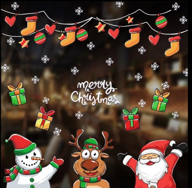 Новорічні наклейки на вікна Merry Christmas (наклейка на 2-х листах розмірами 35*50см), силікон Київ - фото 1