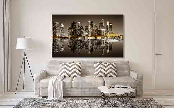 Картина холст в гостиную / спальню   Місто в ночі   MLP_225 90х180см Киев