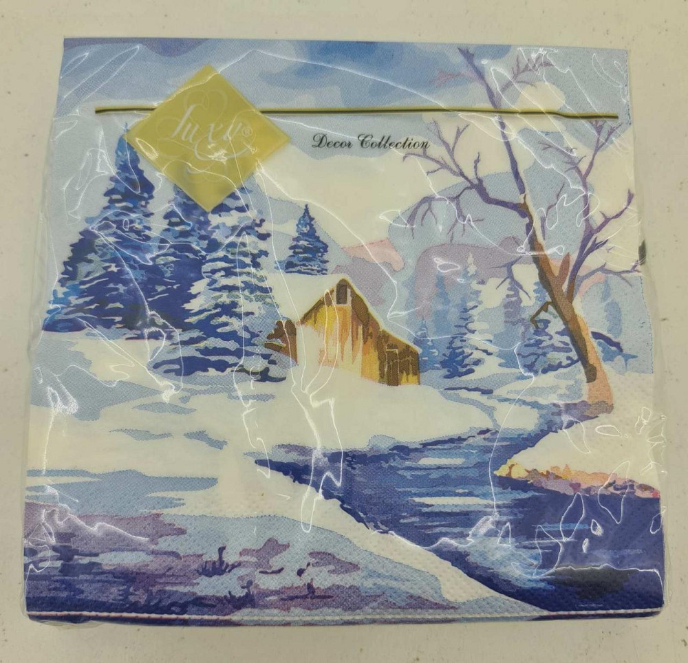 Серветки столові (ЗЗхЗЗ, 20шт) LuxyНГ Зимовий етюд (1 пач.) Харків - фото 3