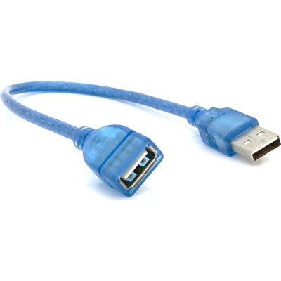 Дата кабель USB 2.0 AM/AF 0.3m blue transparent Voltronic (YT-AM/AF-0,3TBL) Винница - изображение 1