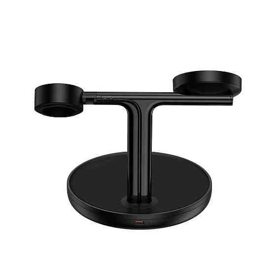 Бездротовий зарядний пристрій Baseus Swan 3 в 1 Magnetic Charging Bracket 20W, колір чорний Universal WXTE000101 Одеса
