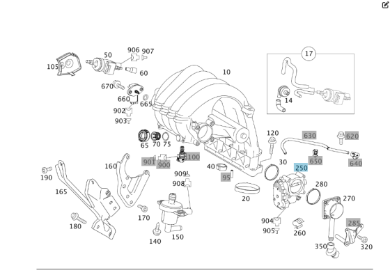 Mercedes-Benz  A2661410525 Дросельна заслінка E-class W212 SLK/SLC R172 C-Class Estate S204 C-Class W204 C-Class Coupe C204 E-Class Coupe C207 E-class Одеса