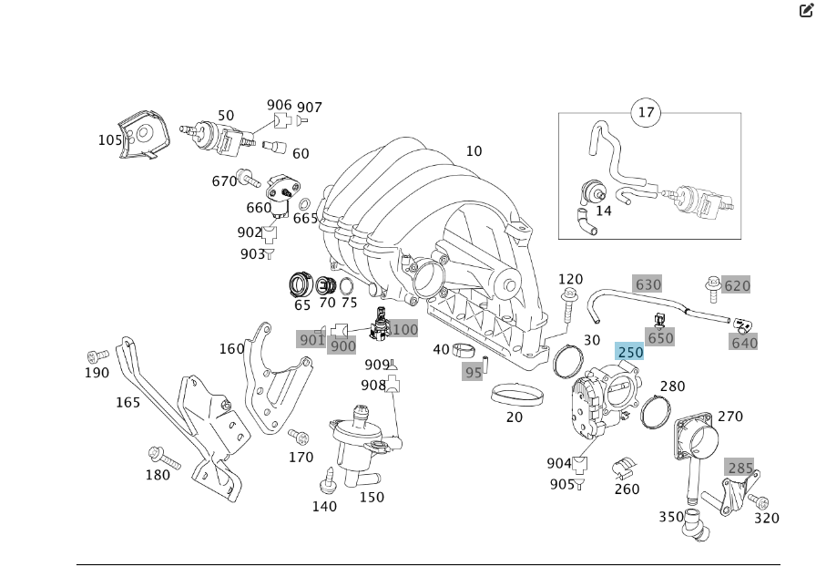 Mercedes-Benz  A2661410525 Дросельна заслінка E-class W212 SLK/SLC R172 C-Class Estate S204 C-Class W204 C-Class Coupe C204 E-Class Coupe C207 E-class Одеса - фото 2