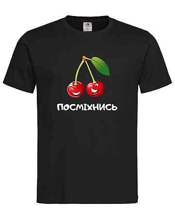 Футболка «Улыбнись» с вишней — хорошее настроение каждый день Черный, XS Городище