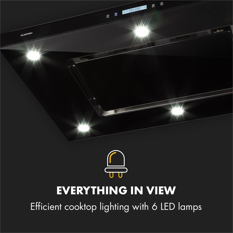 Острівна витяжка Valeria 90 см 6503/год витяжка touch LED скло неіржавка сталь чорний (Німеччина, читати Рівне - фото 3