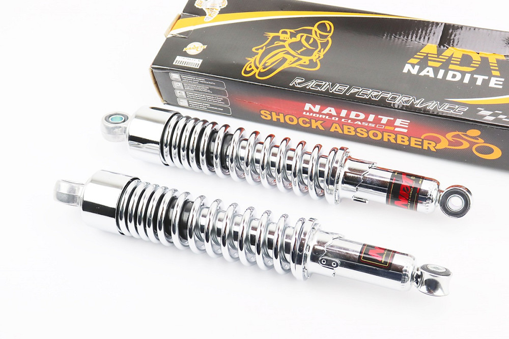 Амортизатор задній JH/CB/CG - 340мм*d55мм (втулка 12мм / втулка 10мм) регул., хром. к-кт 2шт Киев - изображение 1