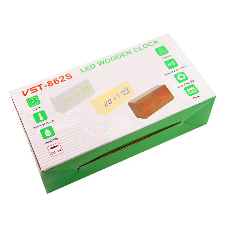 Настольные часы от сети и от батареек с зеленой подсветкой/датчик темп VST 862-4 (80) Одесса - изображение 5