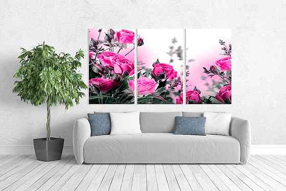 Модульна картина у вітальню/ спальню Рожеві троянди    ART-011_3A Київ