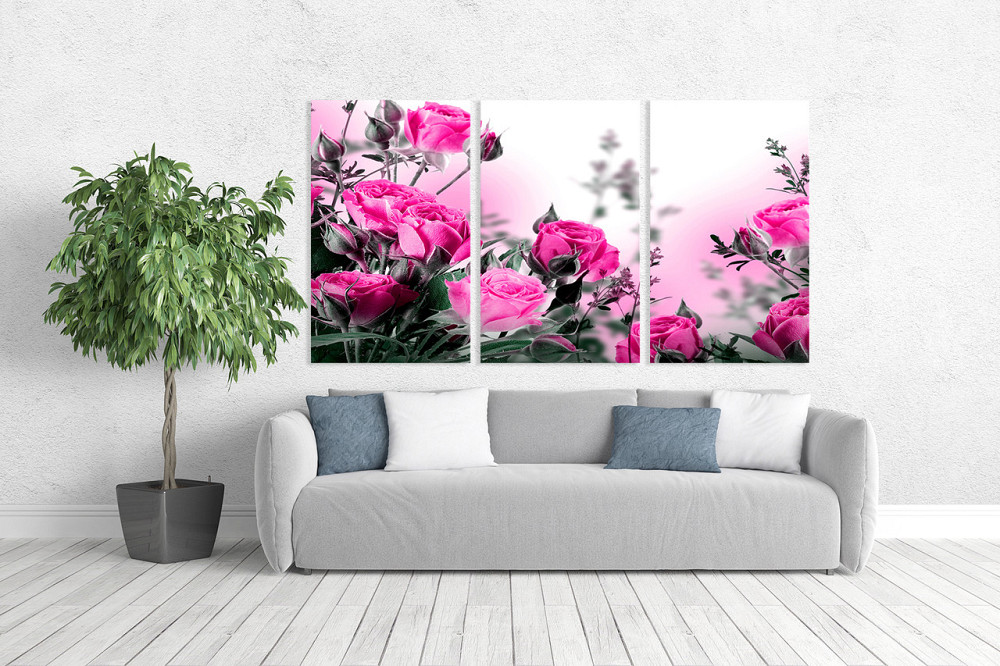 Модульная картина в гостиную / спальню  Рожеві троянди    ART-011_3A Киев - изображение 2
