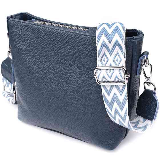 Повсякденна сумка жіноча на плече з натуральної шкіри Vintage 22911 Блакитний Київ