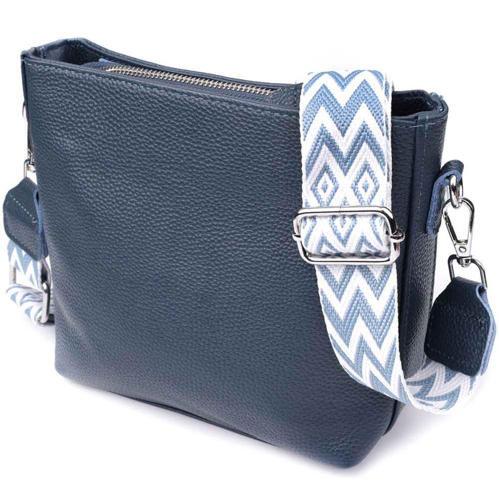 Повсякденна сумка жіноча на плече з натуральної шкіри Vintage 22911 Блакитний Київ - фото 1